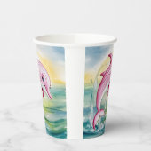 Aquarellmaler Rosa Delphin Pappbecher (Links)