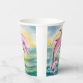 Aquarellmaler Rosa Delphin Pappbecher (Rechts)
