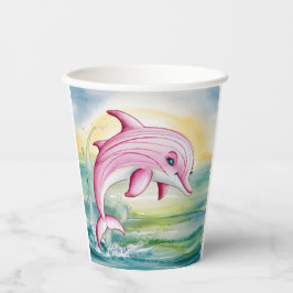 Aquarellmaler Rosa Delphin Pappbecher