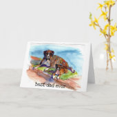 Aquarellmalerei 2 Boxers, Beezer & pup, Sputz Karte (Gelbe Blume)