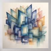 Aquarellmalerei Abstrakt Moderne Geometrie 1:1 Poster (Vorne)