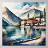 Aquarellmalerei am Comer See Poster (Vorne)