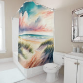 Aquarellmalerei am Strand Duschvorhang (Beispiel)