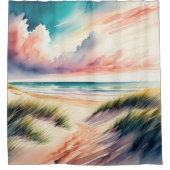 Aquarellmalerei am Strand Duschvorhang (Vorderseite)