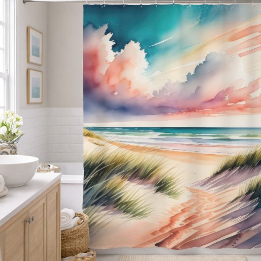 Aquarellmalerei am Strand Duschvorhang