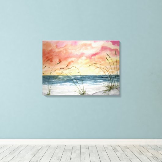 Aquarellmalerei am Strand Leinwanddruck (Insitu (Holzboden))