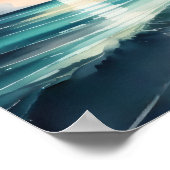 Aquarellmalerei am tropischen Strand bei Nacht Poster (Ecke)