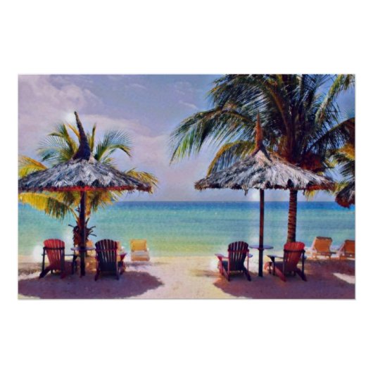 Aquarellmalerei am tropischen Strand Poster (Vorderseite)