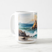 Aquarellmalerei an der Küste Design Kunst Kaffeetasse (Vorderseite Links)