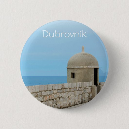 Aquarellmalerei an der Stadtmauer von Dubrovnik Button (Vorderseite)