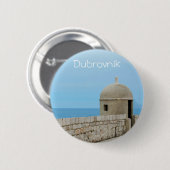 Aquarellmalerei an der Stadtmauer von Dubrovnik Button (Vorne & Hinten)