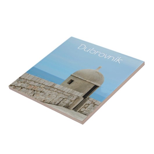 Aquarellmalerei an der Stadtmauer von Dubrovnik Fliese (Seite)