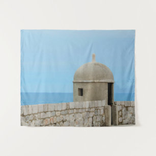 Aquarellmalerei an der Stadtmauer von Dubrovnik Wandteppich
