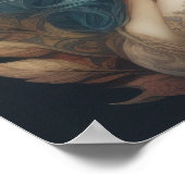 Aquarellmalerei Atemberaubend Blauer Frauenhaar Poster (Ecke)