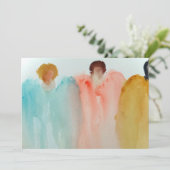 Aquarellmalerei auf 3 Engel, Figuren oder Frauen Einladung (Stehend Vorderseite)