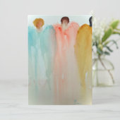 Aquarellmalerei auf 3 Engel, Figuren oder Frauen Einladung (Stehend Vorderseite)