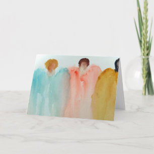 Aquarellmalerei auf 3 Engel, Figuren oder Frauen Karte