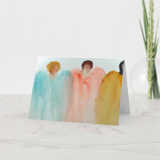 Aquarellmalerei auf 3 Engel, Figuren oder Frauen Karte