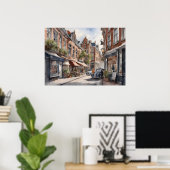Aquarellmalerei auf Amsterdam Poster (Heimbüro)