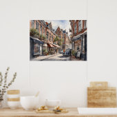 Aquarellmalerei auf Amsterdam Poster (Küche)