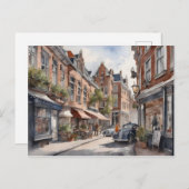 Aquarellmalerei auf Amsterdam Postkarte (Vorne/Hinten)