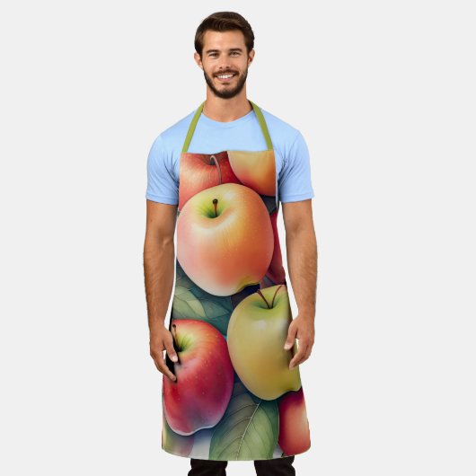 Aquarellmalerei auf Äpfeln Schürze (Getragen)