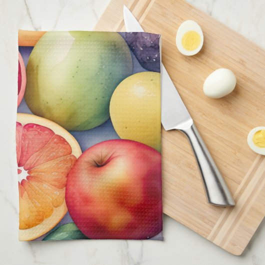Aquarellmalerei auf Assorted Fruits Geschirrtuch (Viertel Falte)