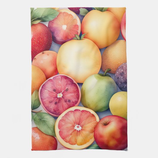 Aquarellmalerei auf Assorted Fruits Geschirrtuch (Vertikal)