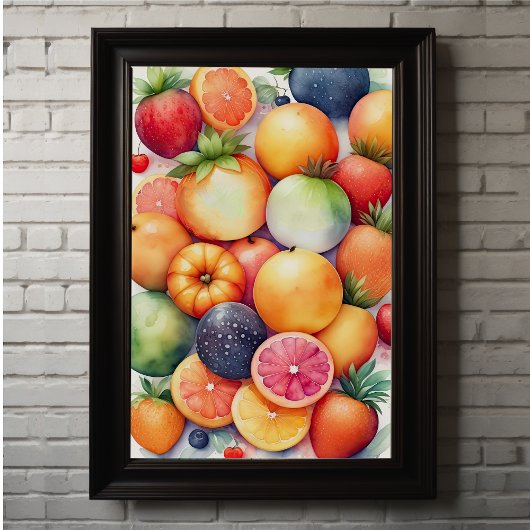 Aquarellmalerei auf Assorted Fruits Poster