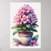 Aquarellmalerei auf Azalea in Pot Lila II Poster (Vorne)