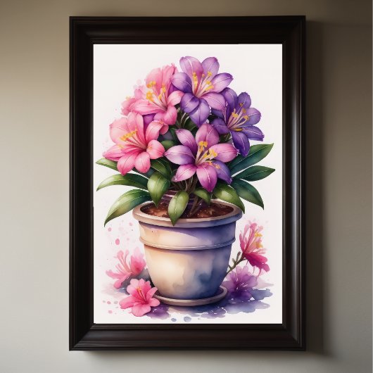 Aquarellmalerei auf Azalea in Pot Lila III Poster
