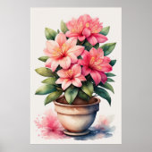 Aquarellmalerei auf Azalea in Pot Pink II Poster (Vorne)