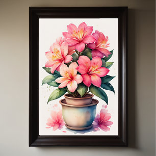 Aquarellmalerei auf Azalea in Pot Pink Poster