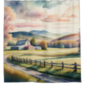 Aquarellmalerei auf Bauernstall Duschvorhang (Vorderseite)
