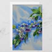 Aquarellmalerei auf Blaubeere Briefpapier (Vorne/Hinten)