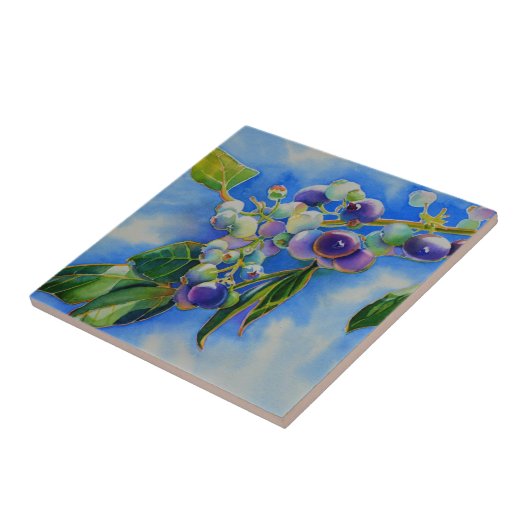 Aquarellmalerei auf Blaubeere Fliese (Seite)