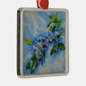 Aquarellmalerei auf Blaubeere Silbernes Ornament (Rechts)