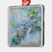 Aquarellmalerei auf Blaubeere Silbernes Ornament (Links)