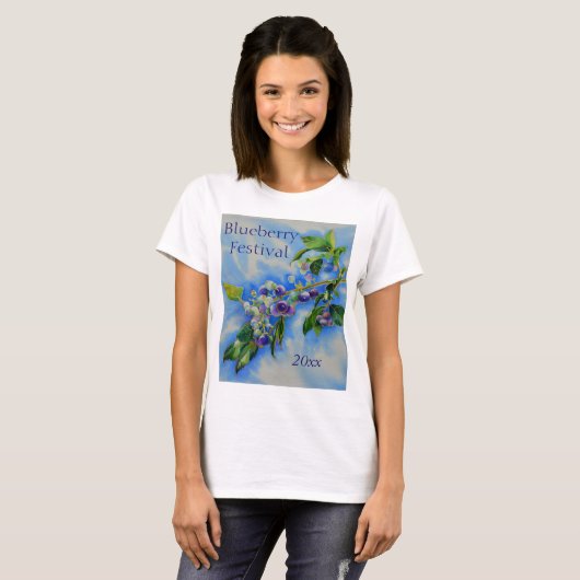 Aquarellmalerei auf Blaubeere T-Shirt (Vorne ganz)