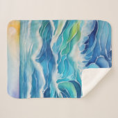 Aquarellmalerei auf blaue Meereswellen Sherpadecke (Vorderseite (Horizontal))