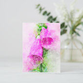 Aquarellmalerei auf Blumenfoxglove Postkarte (Stehend Vorderseite)