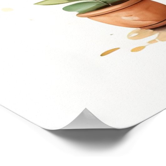 Aquarellmalerei auf Bonsai Tree in Pot II Poster (Ecke)