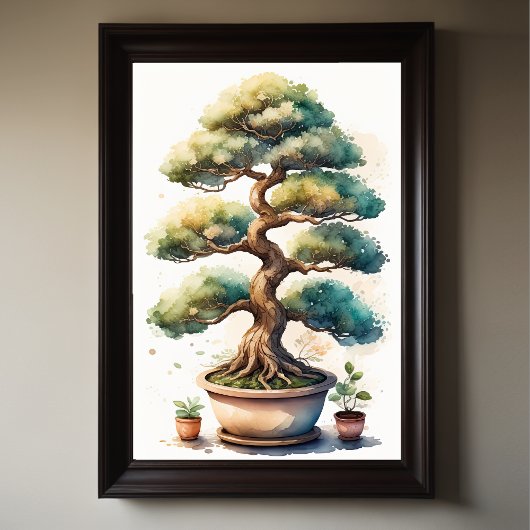 Aquarellmalerei auf Bonsai Tree in Pot II Poster