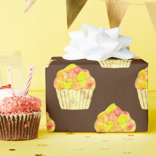 Aquarellmalerei auf Braun Geschenkpapier (Geburtstagsparty)
