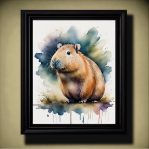 Aquarellmalerei auf Capybara 5:4 Poster