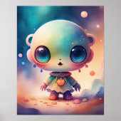 Aquarellmalerei auf Chibi-Alien Poster (Vorne)