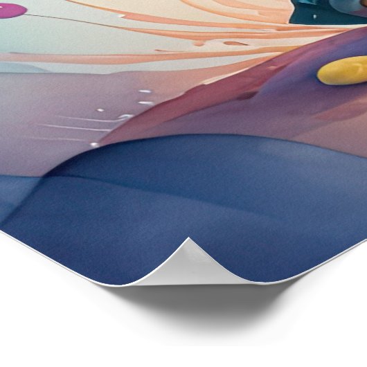 Aquarellmalerei auf Chibi-Alien Poster (Ecke)