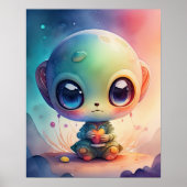Aquarellmalerei auf Chibi-Alien Poster (Vorne)