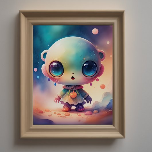 Aquarellmalerei auf Chibi-Alien Poster