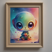 Aquarellmalerei auf Chibi-Alien Poster